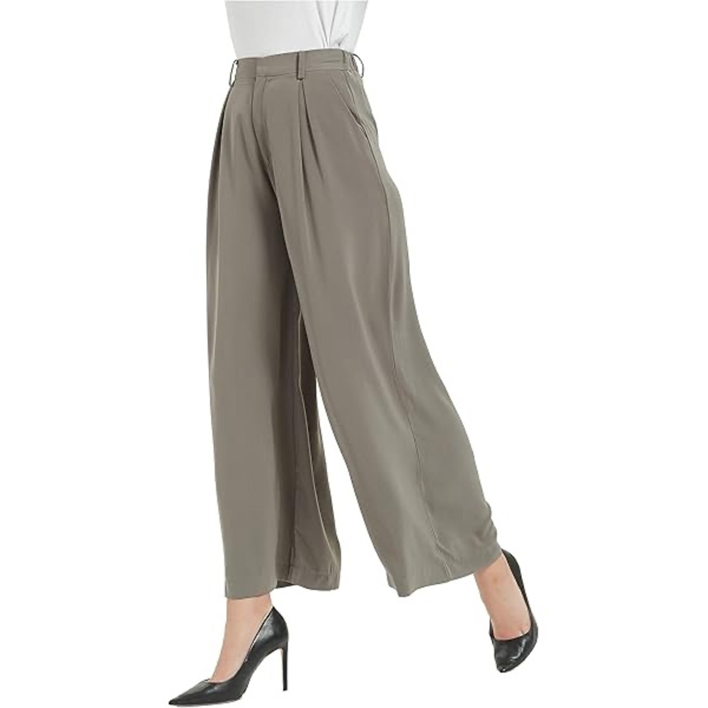 Violets & Roses Women’s Wide-Leg Business Pants Size 4/27 Olive Green w Pockets